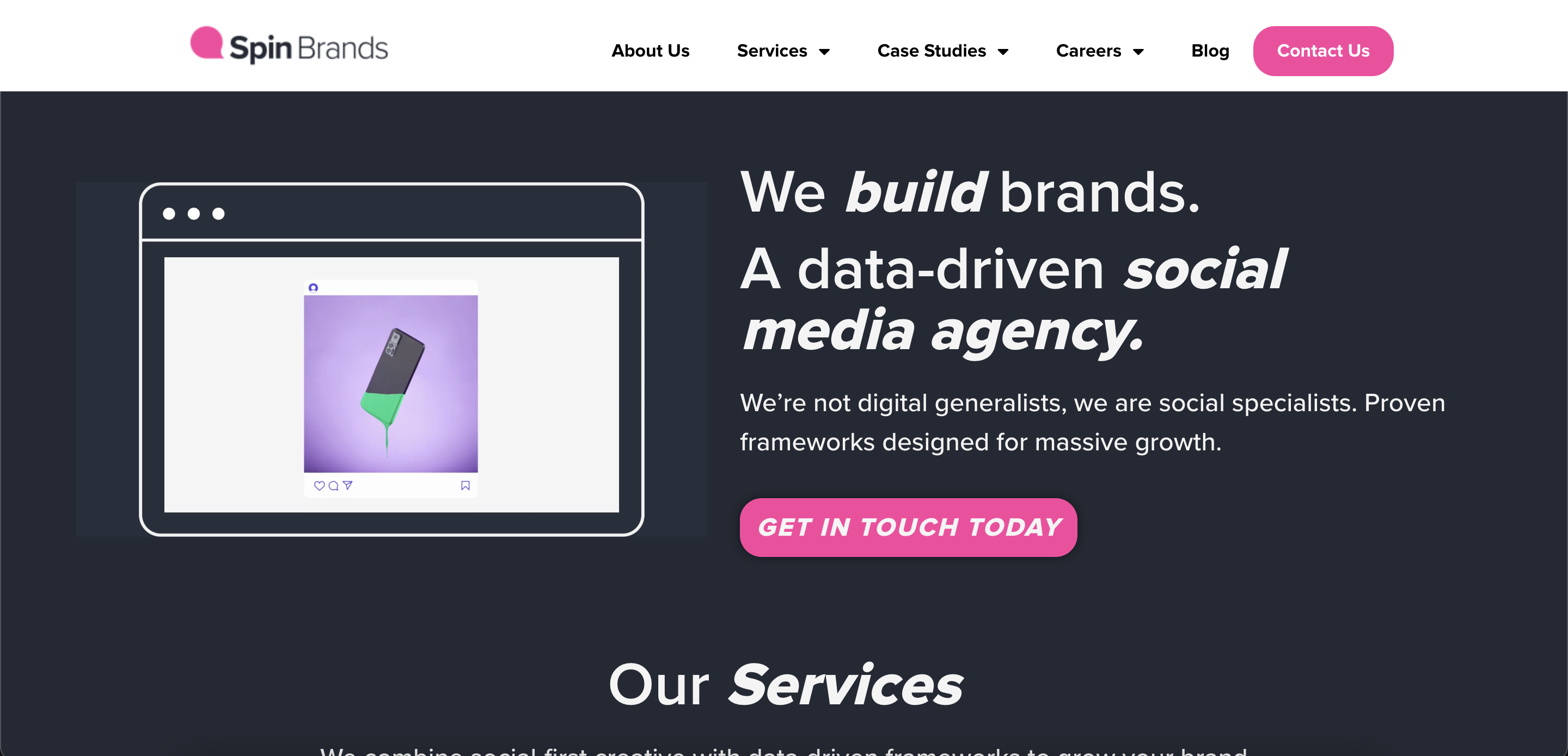 screenshot of spin brands social media